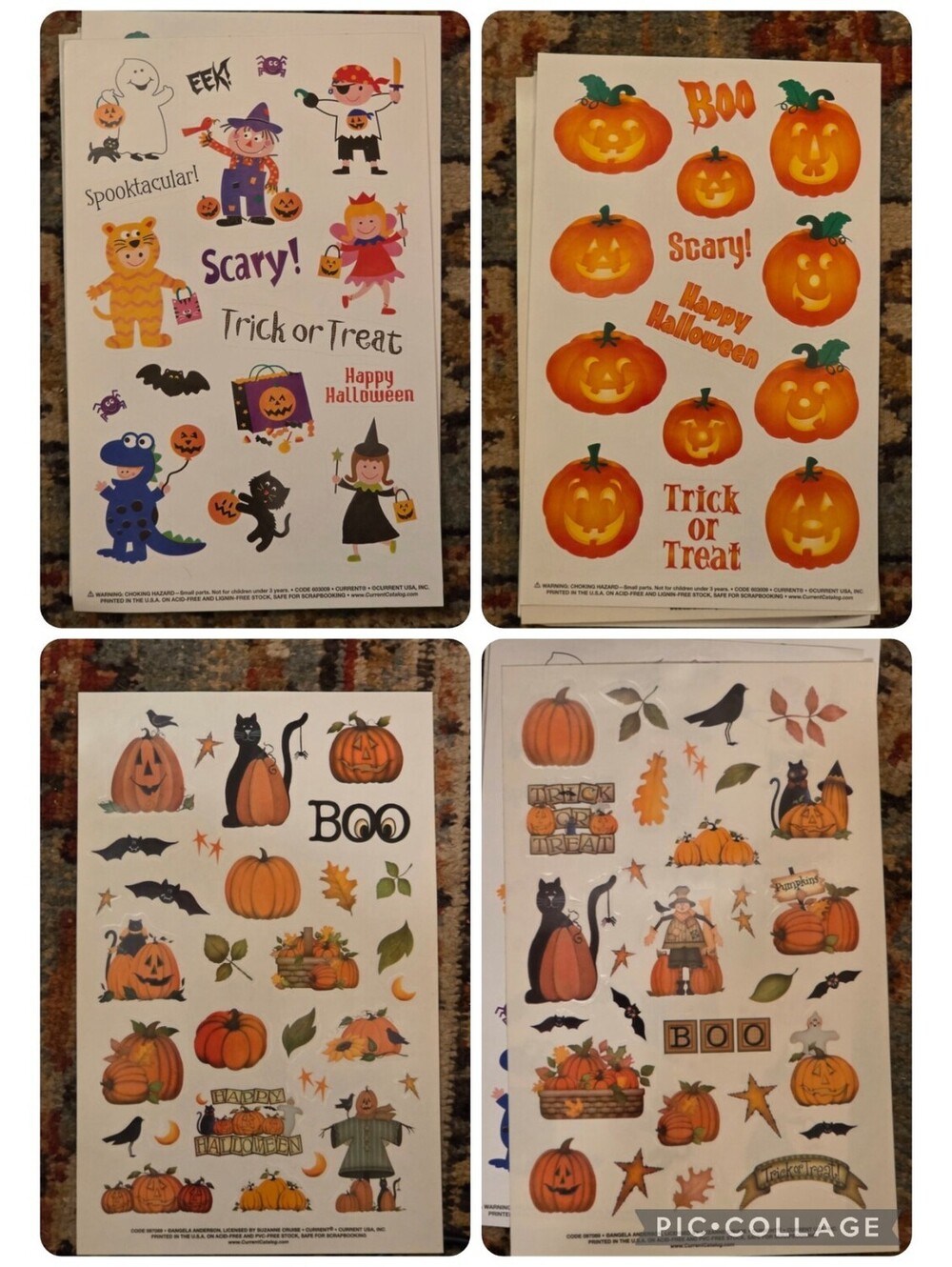 Vintage 1990s Current Inc Halloween Stickers Spooky / Hocus Pocus (4 Sheets)